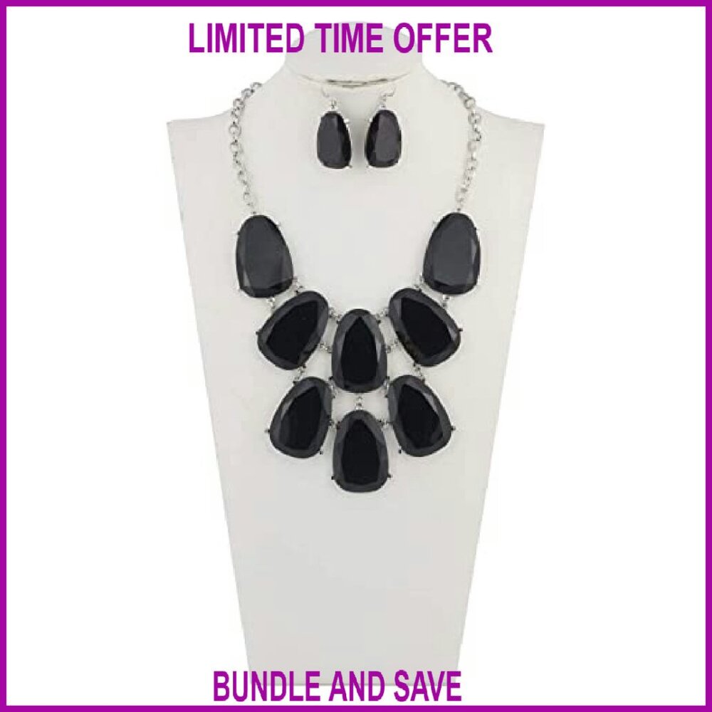 Chunky Bubble Statement Collar Necklace Set With … - image 7